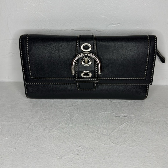 Vintage Coach SoHo Hampton black leather tri-fold wallet - Picture 1 of 14